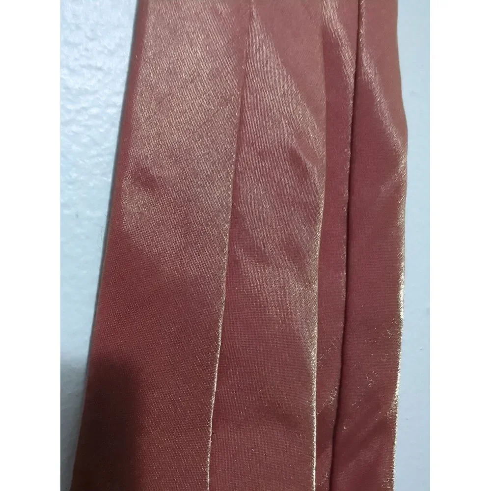 Gino Fabrini Mens Rust Orange Shimmer Solid‎ Necktie Rayon Blend Formal Tie